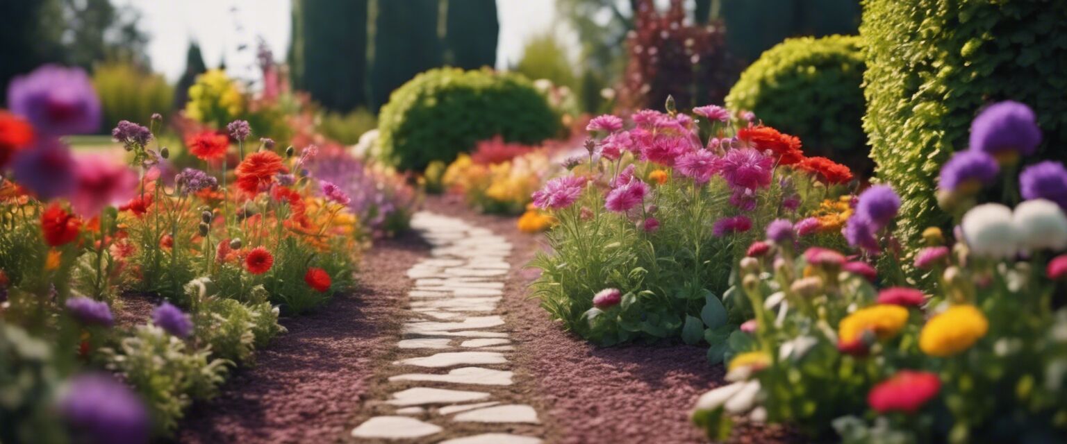 Vibrant flower bed with flowers