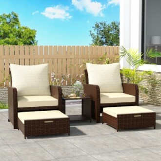 5 Pieces Wicker Patio Furniture Set