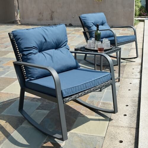 3 Pieces Patio Rocking Chairs Set